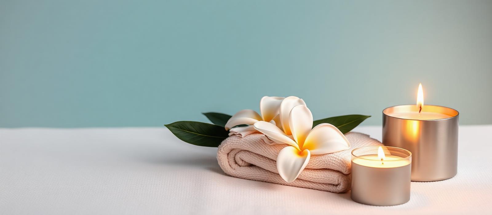 Spa flowers and candle